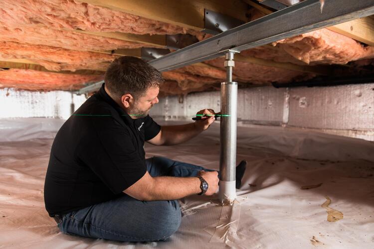 Crawl space Jack Supports and supplemental beams for sagging foundation-2 Crawl space Jack Supports and supplemental beams for sagging foundation-2
